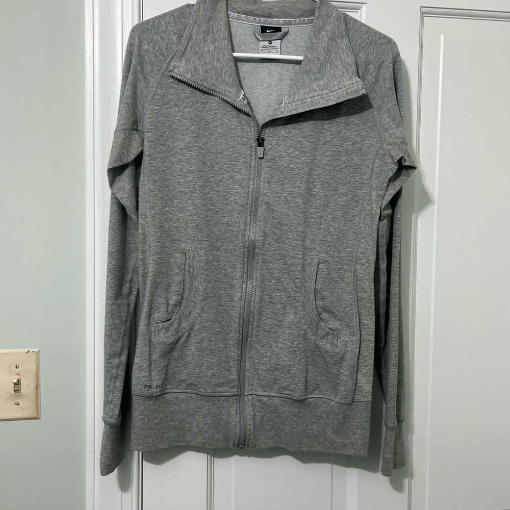 Nike Women's Heather Gray DRI-FIT Zip-Up Jacket